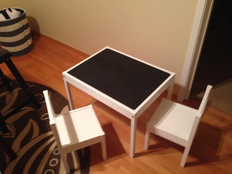 reversible top kids drawing table dry erase and chalk