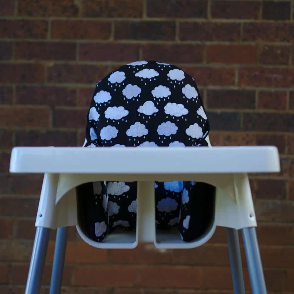 IKEA High Chair cushion design - monochrome-rain-clouds