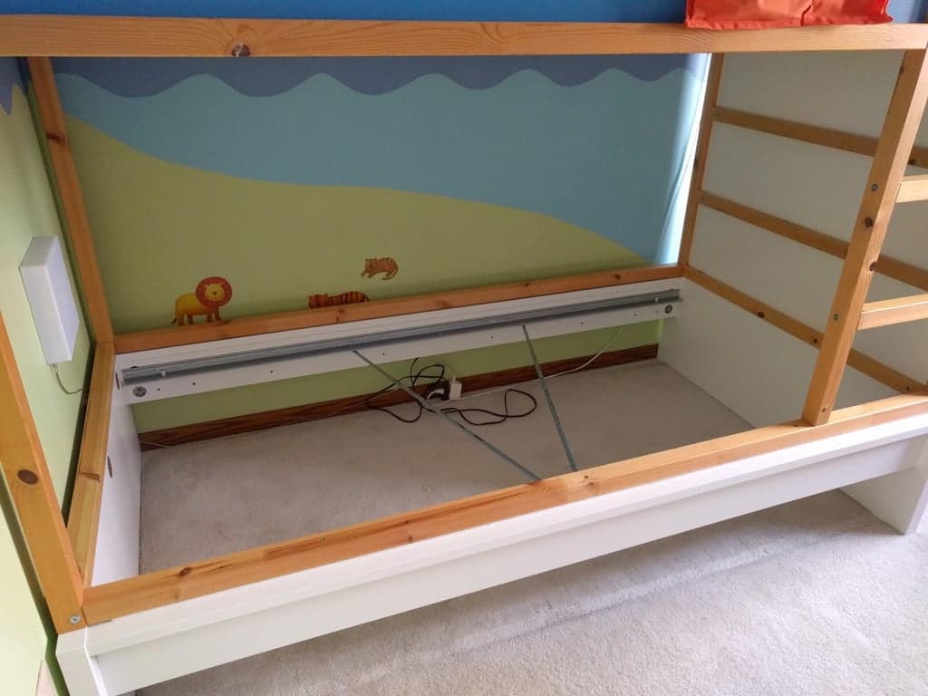 A clever addition turns the KURA into a storage bunk bed - IKEA Hackers